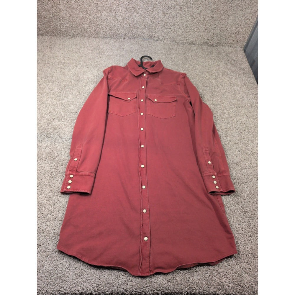 The Normal Brand Womens Rust Red Western Snap Front Shirt Dress Medium‎ M